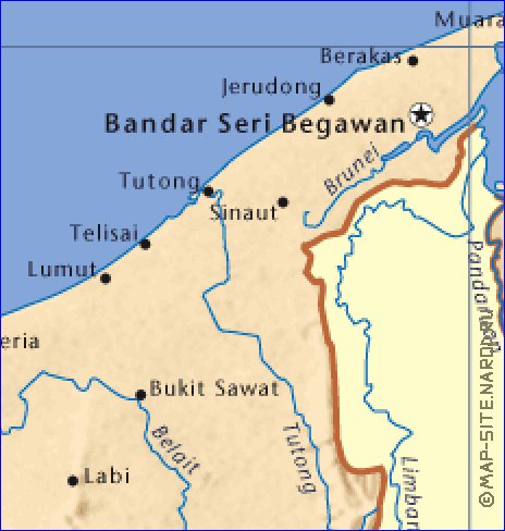 carte de Brunei en anglais