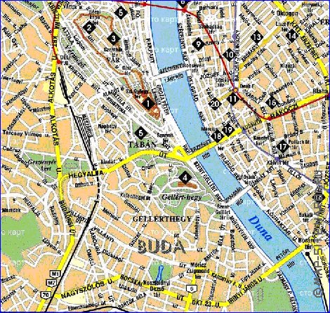 carte de Budapest en anglais