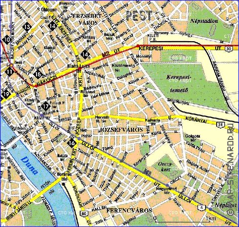 mapa de Budapeste em ingles