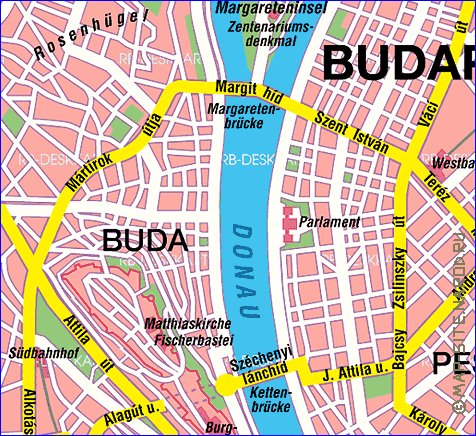 carte de Budapest en allemand