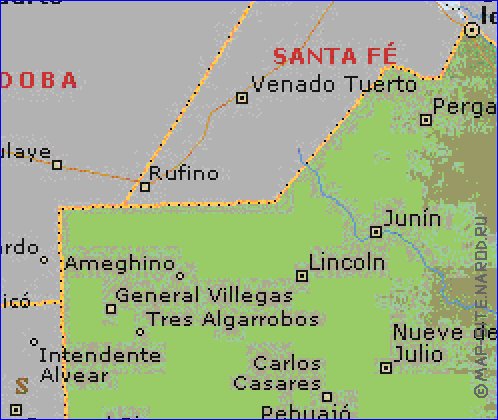 carte de  la province Buenos Aires en anglais