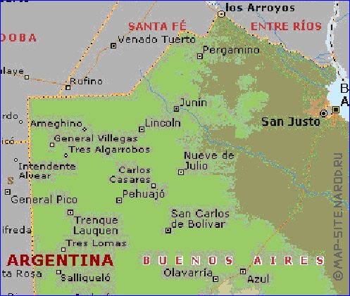 carte de  la province Buenos Aires en anglais