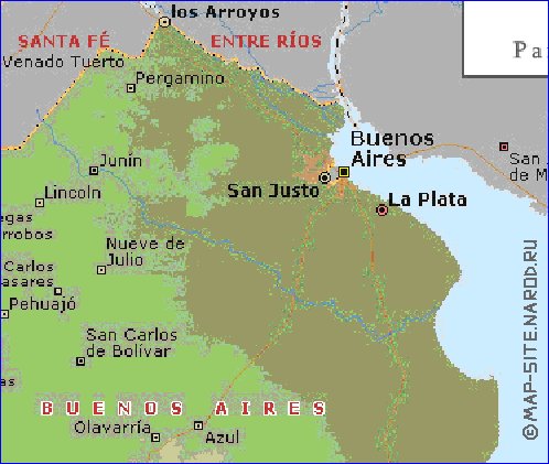 carte de  la province Buenos Aires en anglais