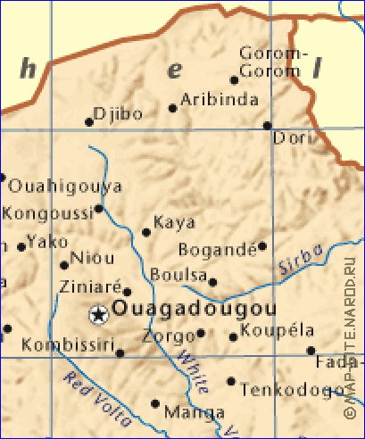 mapa de Burkina Faso em ingles