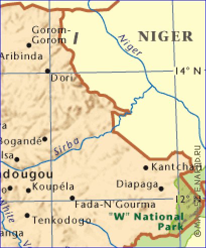 carte de Burkina Faso en anglais