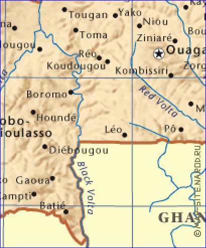 mapa de Burkina Faso em ingles