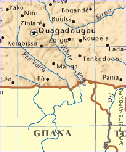 mapa de Burkina Faso em ingles