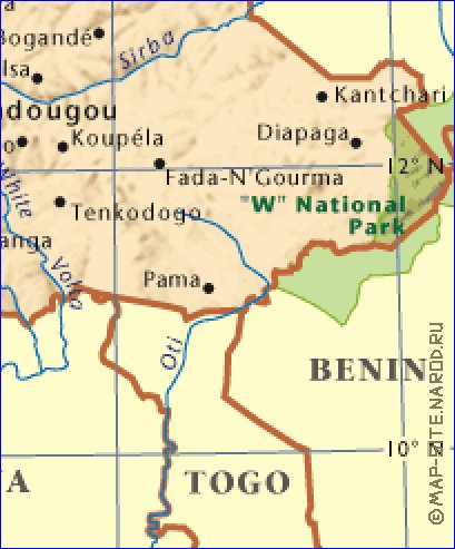 mapa de Burkina Faso em ingles