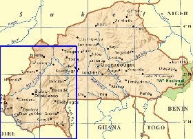carte de Burkina Faso en anglais