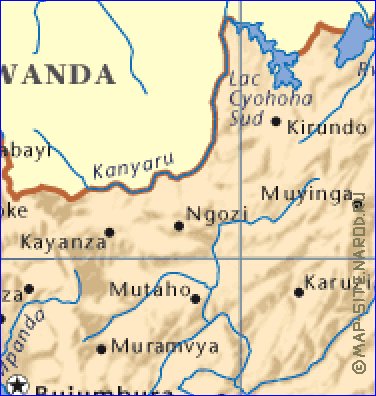 carte de Burundi en anglais