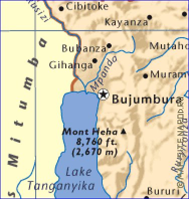 mapa de Burundi em ingles