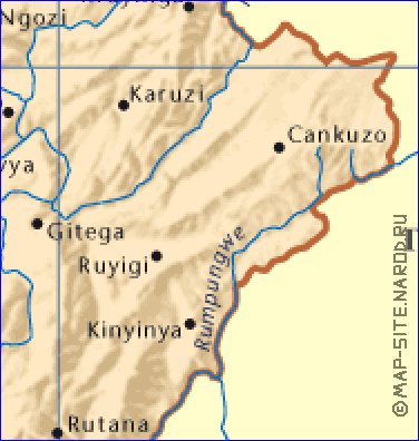 carte de Burundi en anglais