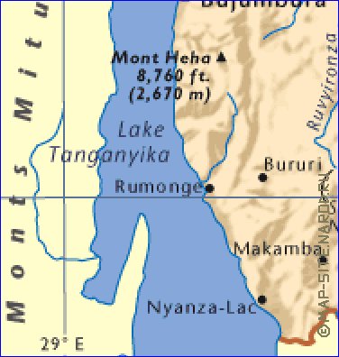 carte de Burundi en anglais