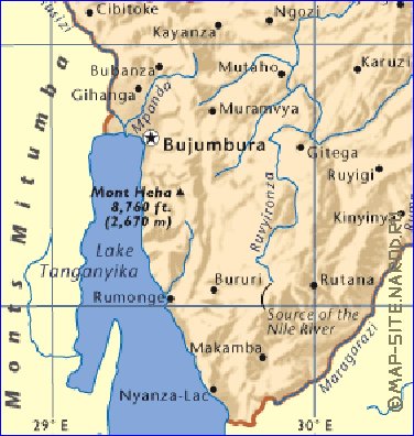 mapa de Burundi em ingles