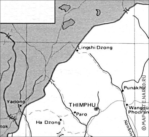 carte de Bhoutan en anglais