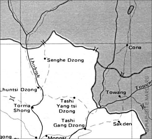 mapa de Butao em ingles