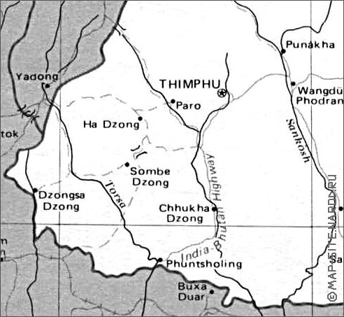 mapa de Butao em ingles
