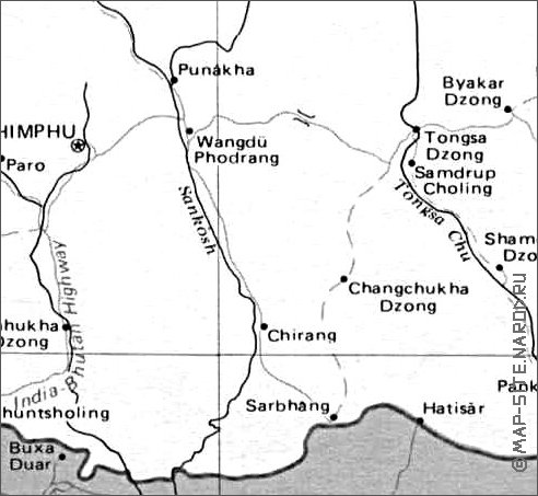 mapa de Butao em ingles