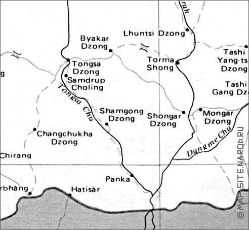 mapa de Butao em ingles