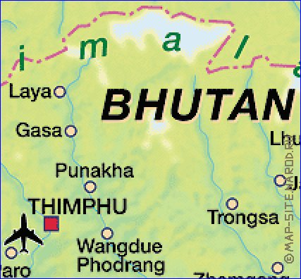 carte de Bhoutan en allemand