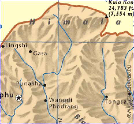 carte de Bhoutan