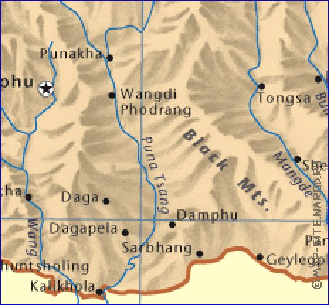 carte de Bhoutan